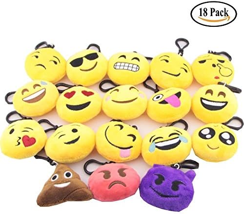 TEKFT Emoji Mini Plush Pillows, Keychain Decorations, Kids Party Supplies Favors (18 rose)
