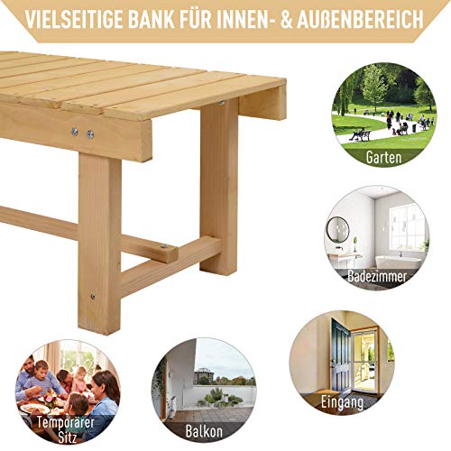 Outsunny Gartenbank, 2-Sitzer Sitzbank, Gartenmöbel, Rustikale Bank, Massivholz, Natur, 110 x 38 x 35 cm – Bild 6