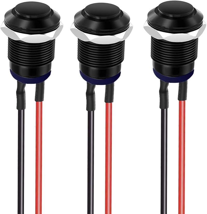 Gebildet 12mm Prewired IP65 Self-Locking Push Button 2A 250V AC