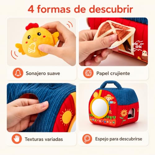 hahaland Toys Babies 6-12 Months – Animals Farm Montessori Toys Children 1 Year – Interactive Sensory Soft Toy Gift Baby 6 9 12 Months Boy Girl