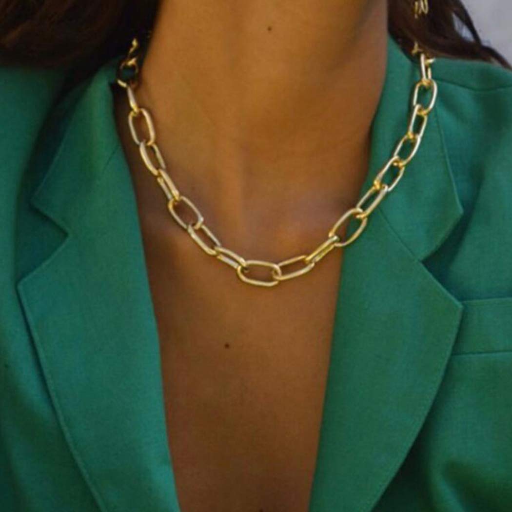 Yienate Punk Necklace Trendy Simple Chain Boho Jewelry For Woman and Girls (Gold)