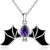 Bat Necklace for Women Sterling Silver Halloween Bat Pendant Necklace Gothic Jewelry Gift for Women