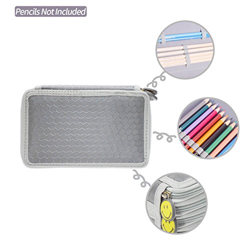 Colored Pencil Case, Newcomdigi 72 Slot Pencil Case Large Art Case Multilayer Pencil Storage Case Bag Holder Pen Case Organizer with Compartment For Drawing Sketch Art School Kids Adults (Gray) - Thumbnail 5