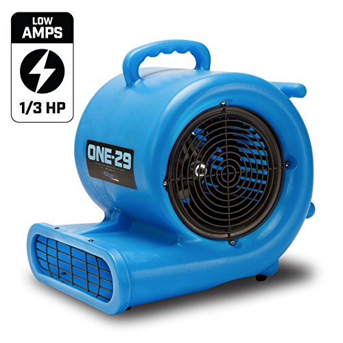BlueDri One-29 1/3 HP High Velocity Heavy Duty Portable Air Mover Floor Carpet Dryer Blower Fan for Water Damage Equipment Restoration, Gray - Thumbnail 6