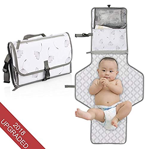 Portable Baby Diaper Changing Pad – Stars Wish infant Waterproof Foldable Changing Station with Cushioned Changing Mat and Wipes Case for Traveling and Outdoors, Newborns and Toddlers
