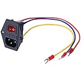 3Dman 15A 250V Rocker Switch Power Socket Inlet Module Plug 5A Fuse Switch with 18 AWG Wiring 3 Pin IEC320 C14