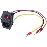 3Dman 15A 250V Rocker Switch On/Off Power Socket Inlet Module Plug 10A Fuse Switch with 18 AWG Wiring 3 Pin