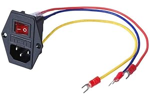 3Dman 15A 250V Rocker Switch On/Off Power Socket Inlet Module Plug 10A Fuse Switch with 18 AWG Wiring 3 Pin