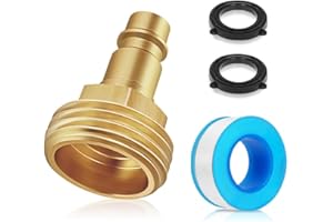 Langina RV Spray Port Quick Connect, Lead Free Brass RV Quick Connector Hose Adapter, Camper Shower Faucet Quick Connector, 1/2" Quick Connect to 3/4" Garden Hose Adapter for RV or Camper Spray Port
