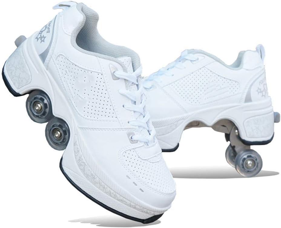 YFjyo Skates Wheels Retractable Multifunctional Deformation Shoes, Roller Shoes Skate Shoes, 2 in 1 Unisex Adult Kids Outdoor Sports Shoes Beginners Gift