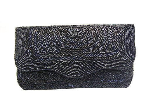 Himalaya Womens Polyester Embroidered Clutch Purse (Black)