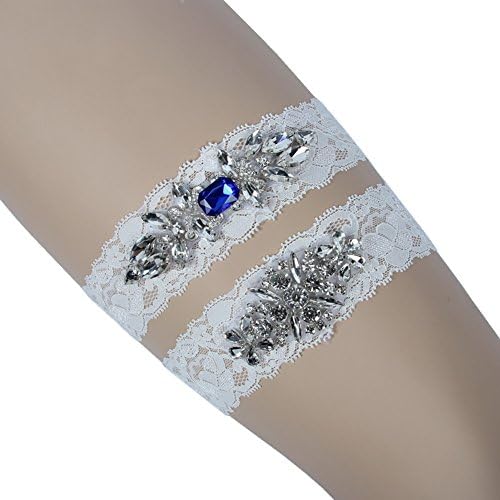 Prettybabyonline Women's Wedding Bridal Garter Set Belt Series Lace Cyrstal Rhinestone Vintage Prom Gift (XL/20-25 inches)