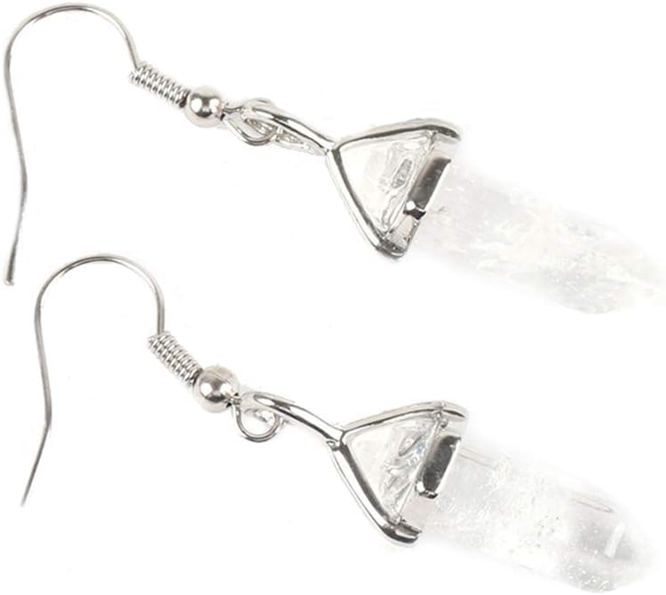 Purmy Clear Quartz Women Earrings Hexagonal Prism Bullet