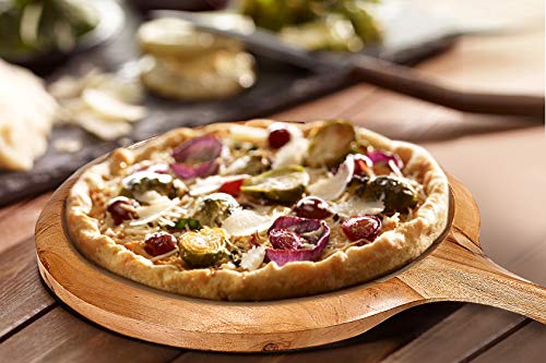 Wooden Pizza Peels, Heritage wood Pizza Peel, Wood Pizza Peel Round, Pizza Paddle Cutting Board with Handle for Homade Baking Pizza, Bread, Cutting Fruit, Vegetables, Cheese -Natural - 16"x11.5"