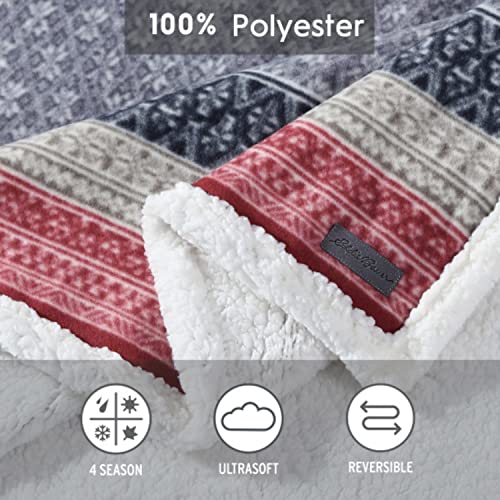 Eddie Bauer Brushed Throw Blanket Reversible Sherpa & Brushed Fleece