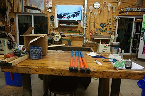 RIPWOOD Royal Blue and Orange Wood Attack Lacrosse Shaft, Stick, Handle - Solid ash, Hand Made in The USA, Includes Jimalax End Cap