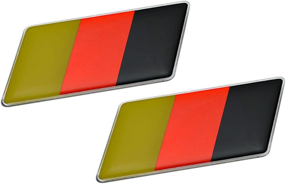 2 x (Pair/Set of 2) GERMAN GERMANY FLAG Emblem Badge Nameplate Decal Rare for Volkswagen VW 181 Thing Amorok Beetle Caddy Corrado Dasher Eos Fox Gol Saeiro Parati Fox CrossFox Sacefox Gold Rabbit Caribe Golf Plus Jetta Bora Vento Karmann Ghia Lupo New Beetle Passat Quantum Phaeton Polo Scirocco Sharan SP2 Tiguan Toureg Touran Transporter Caravelle Microbus Vanagon Eurovan Type 3 4 Routan Vento GTI TSI R32 R36 MK4 MK5 MKV MK6 MKVI European Euro