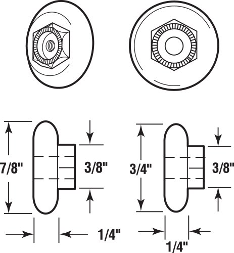 Prime-Line Products 193691 Tub Enclosure Rollers, 3/4-Inch and 7/8-Inch, 4-Pack