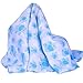 Muslin Baby Swaddle for Longer Sleep. Multi Use Cotton Baby Swaddling Blanket, Wrap, Nursing, Car Seat Cover. Blue Elephants for Boys, Baby Shower, Christmas Gifts.