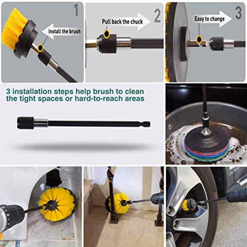 JUSONEY 24 Piece Drill Brush Attachment Set Power Scrubber Kit, Scrub