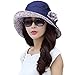 Bucket Boonie Cord Fishing Beach Cap Summer Sun Hat Wide Brim for Women UPF50+ Navy