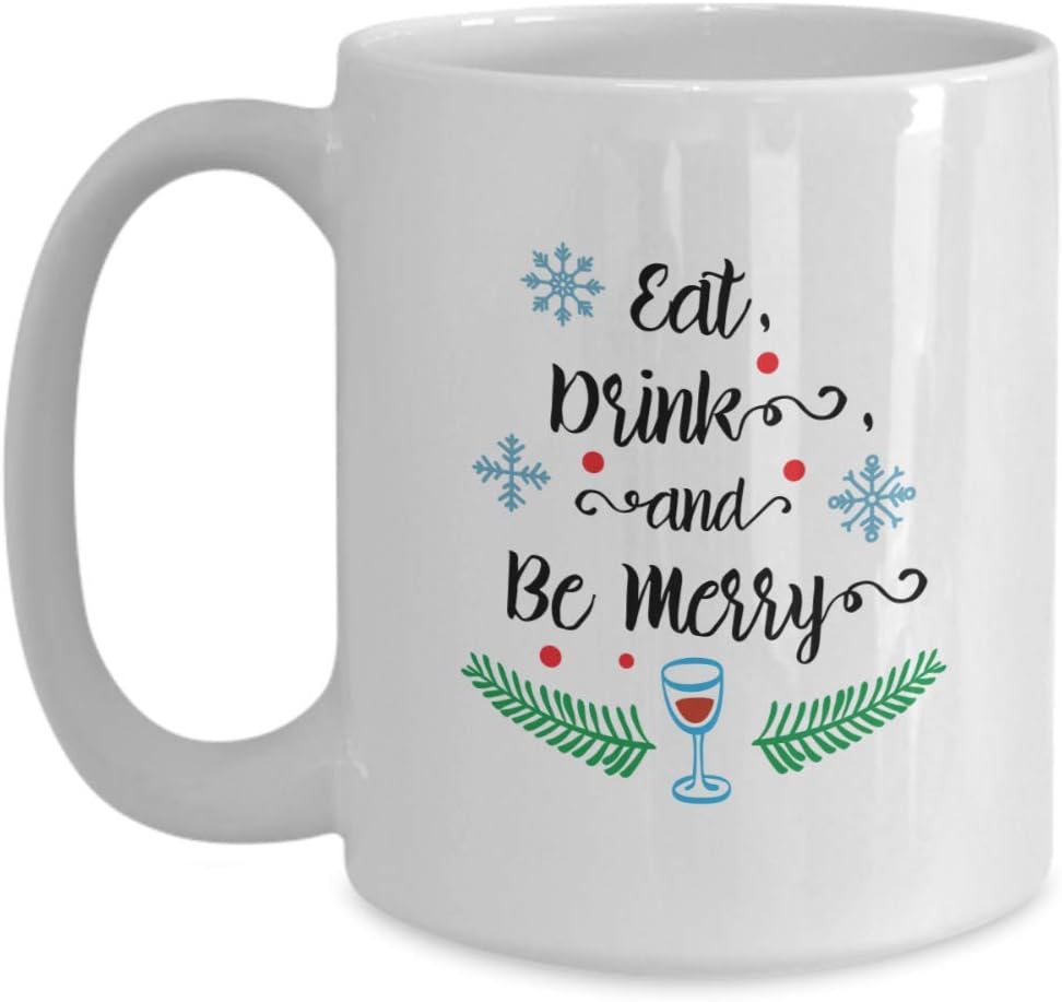 Amazon.com: Christmas Coffee Mugs Eat Drink and Be Merry Novelty Coffee Cup Gift Idea 15oz 