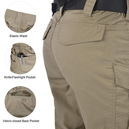 HARD LAND Men’s Waterproof Tactical Pants Ripstop Lightweight Work Cargo Pants with Elastic