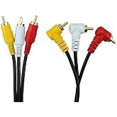 Triple RCA Stereo Audio and Video Cable - Right Angle to Straight 4.9 ft / 1.5 Meter