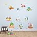 DECOWALL DAT-1506 Animal Ships and 3 Biplanes Kids Wall Stickers Wall Decals Peel and Stick Removable Wall Stickers for Kids Nursery Bedroom Living Room décor
