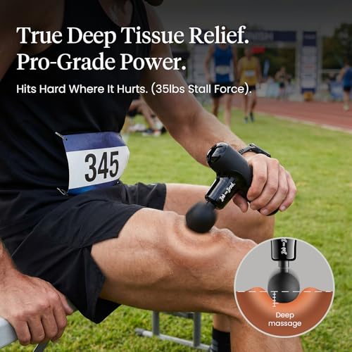 Bob and Brad Q2 Mini Massage Gun, Pocket Size Deep Tissue Percussion Massager, Ultra Small & Portable Quiet Massage Gun for Muscle Recovery and Pain Relief, Black