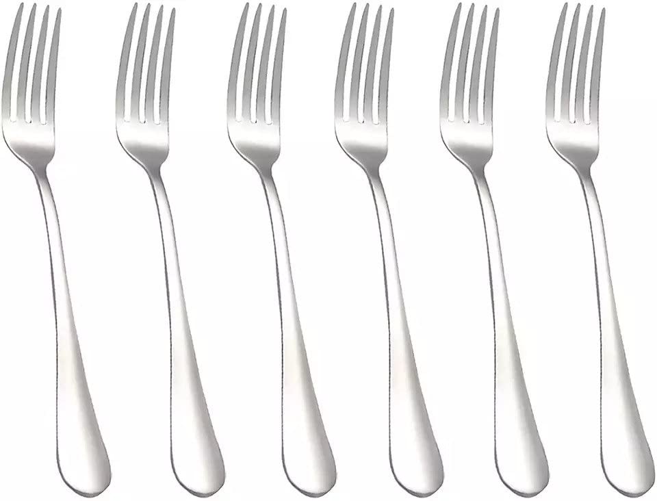 Grandi Pack of 6 Forks Premium Stainless Steel Dinner Forks, Rust Resistant Silverwar Table Forks, Dishwasher Safe Dessert Pastry Cake Fruit Salad Forks, Kitchen Utensils Cutlery Set 7.5 inch