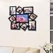 Adeco 9 Openings Decorative Black wood Wall hanging Collage Picture Linear Collage Picture Photo Frame - Made to Display Four 3x3, Two 3.5x5, Two 5x3.5, and One 5x7 photos