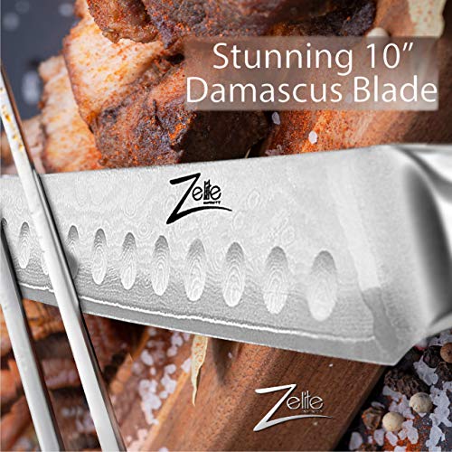 Meat Carving Knife and Fork Set (10 Inch) by Zelite Infinity - Alpha-Royal Japanese Series - Japanese AUS10 Super Steel 67-Layer Damascus - For Professional Chefs and Home Cooks