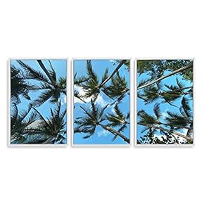3 Piece Framed Canvas Wall Art for Living Room, Bedroom Vintage Tropical Palm Trees Canvas Prints for Modern Home Decoration Ready to Hang - 16"x24"x3 Panels