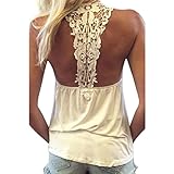 Orangesky Women Summer Vest Top Sleeveless Blouse Casual Tank Tops T-Shirt Lace (L, White)