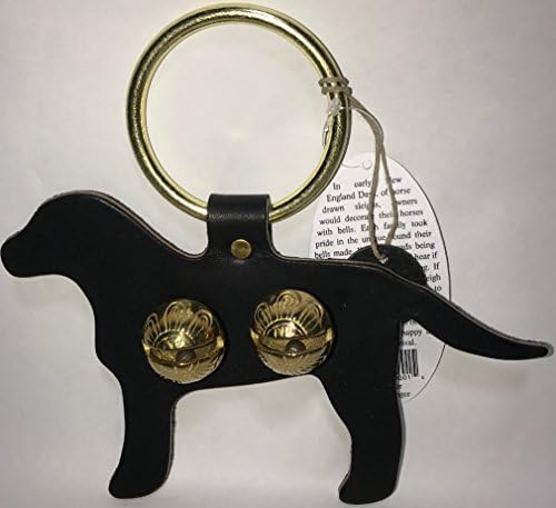 Black Labrador Dog Designer Door Hanger with Two Rich Sounding Brass Bells - Black Lab - Handcrafted / Made in New Hampshire USA