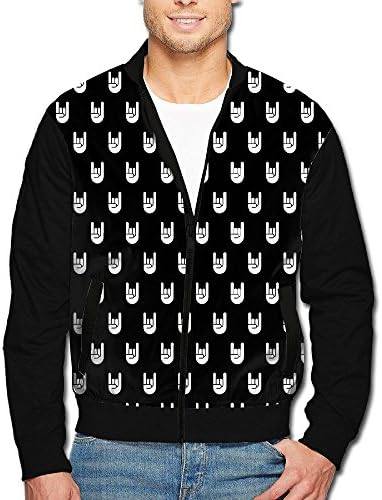 Rock N Roll Music Sign Men's Casual Zipper Jacket Coat Outwear