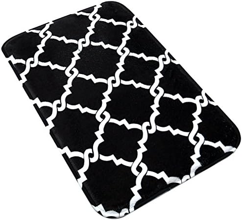 Bath Mat, U'Artlines Comfort Extra Thick Memory Foam Bath Mat Set Bathroom Mats Shower Rugs with Sbr Back and Flannel Surface (15.8x23.6, Black)