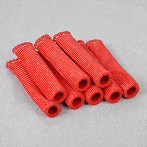 Star-Shopinc - Red 8x 1200 Degrees Spark Plug Wire Boots Cover Heat Shield Protector Sleeve SBC BBC 350 454 265 283 305 307 327 400 351C