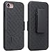 GW USA Case Compatible for iPhone SE 3rd Gen (2022) SE2/SE2/8/7/6/6s Holster Case, Combo Shell & Holster with Built-in Kickstand, Swivel Belt Clip Holster - Black