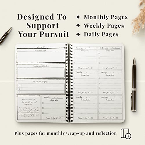 Pursuit Goal Journal - 6 Month Undated Productivity Planner for Goal ...