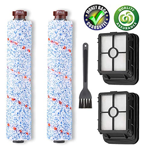 LINNIW Multi Surface 1868 Brush Roll and 1866 Vacuum Filter Compatible Bissell CrossWave, Replaces Part # 1608683, 160-8683, 1608684 (2 Filters & 2 Multi Surface Brush Roll)