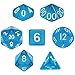 7 Die Polyhedral Dice Set - Translucent Blue with Velvet Pouch By Wiz Dice