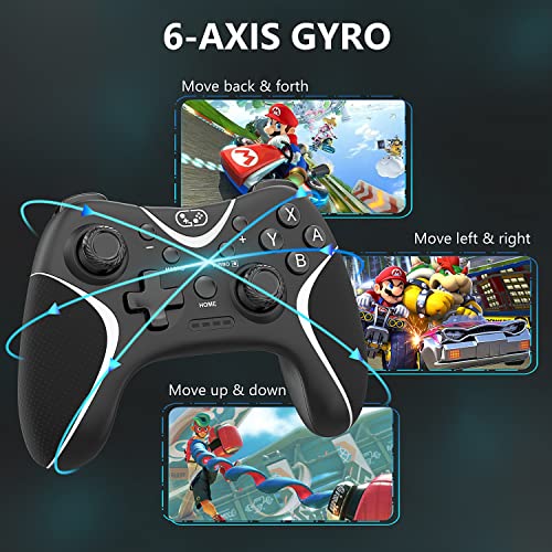 Updated Switch Pro Controller with Builtin Mappable Buttons and 6Axis Gyro, FIEHDUW Wireless