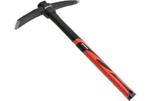 INTERTOOL Small Pick Axe -15-Inch Forged Steel Weeding Mattock Adze Hoe 1.5 lb with Anti-Slip Fiberglass Handle - Heavy-Duty Garden Tool for Roots, Rocks, Digging & Camping HT08-0303