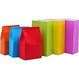 30 Pieces Small Colored Paper Gift Bags Party Favor Bags Assorted Colors (Rainbow Without Handle)