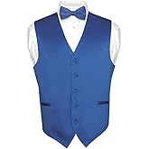 Vesuvio Napoli Men's Dress Vest & BowTie Solid ROYAL BLUE Color Bow Tie Set for Suit or Tuxedo