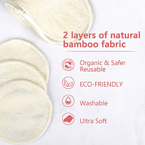 Reusable Makeup Remover Pads,24 Packs Organic Bamboo Cotton Rounds with
