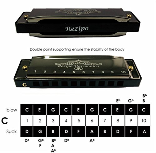 image for 2 Pcs Diatonic Harmonica Standard 10 Hole 20 Tones Harmonica Key Of C 