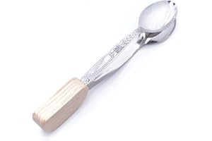 CARA & CO Professional Metal Steel Traditional Percussion Spoons with Wooden Handle - Musical Instrument for Easy Play Irish Folk Music Sound Natural